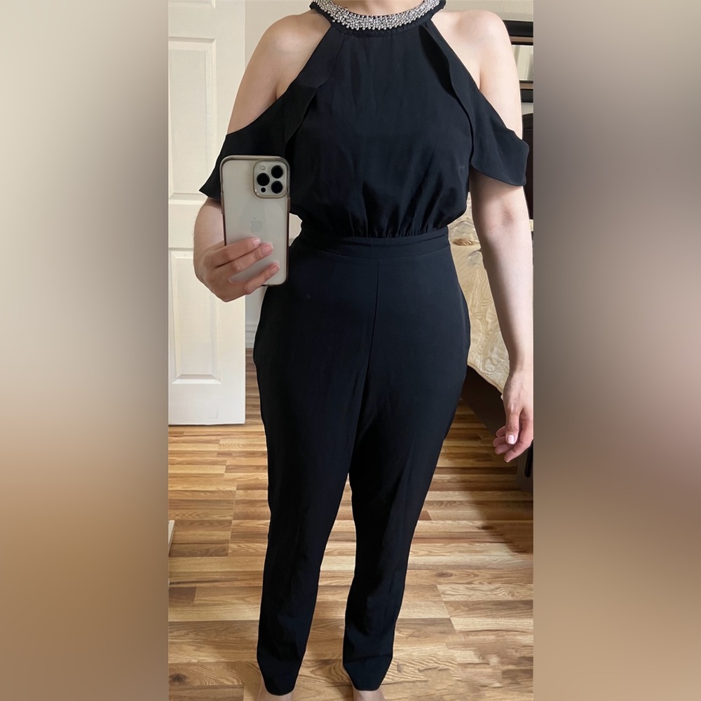 XOXO Tie Neck Pocket Detail Sleeveless Jumpsuit